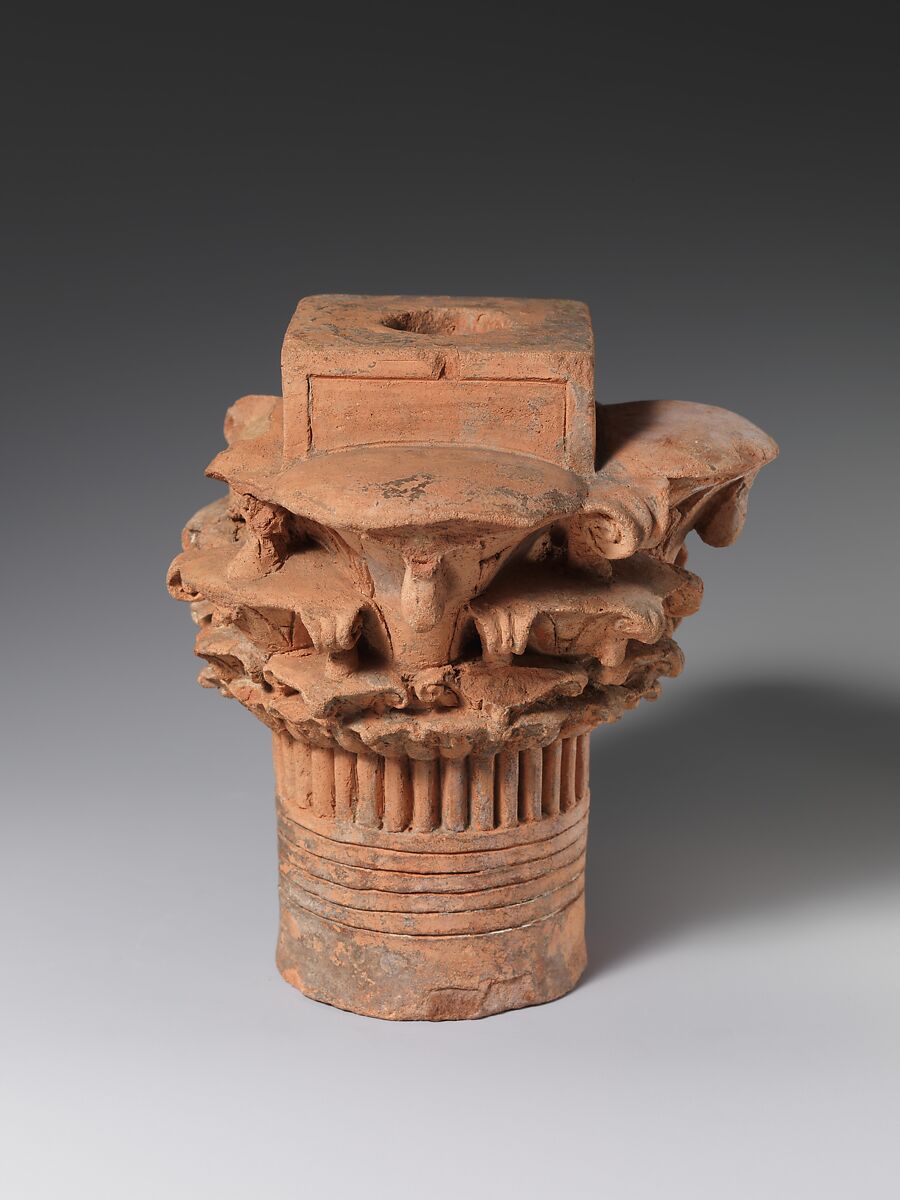 Model quatrefoil 4-story lily capital, Pottery