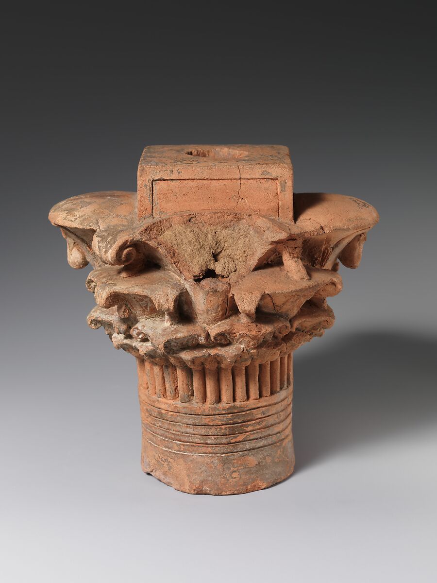 Model quatrefoil 4-story lily capital, Pottery