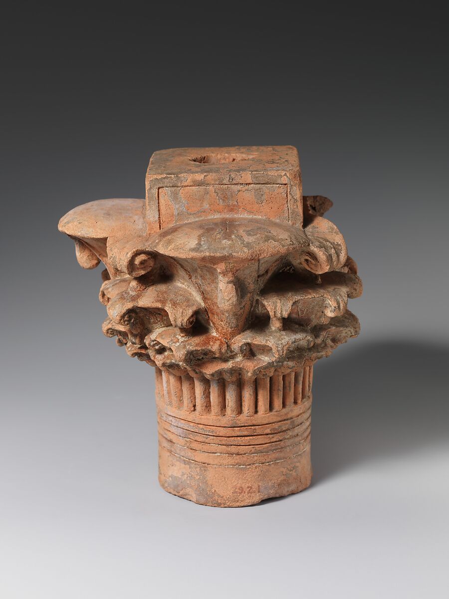 Model quatrefoil 4-story lily capital, Pottery