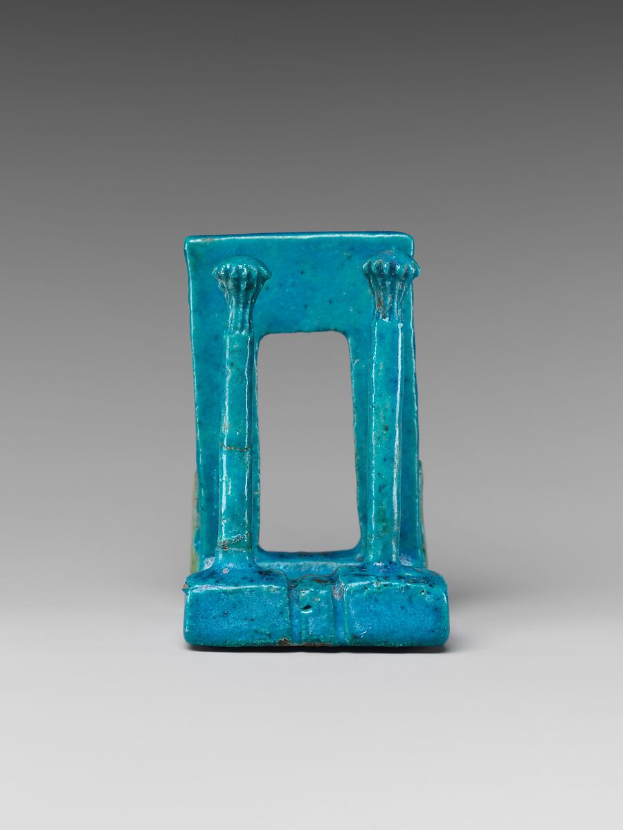 Gateway to a shrine, preceded by two baboons, Faience