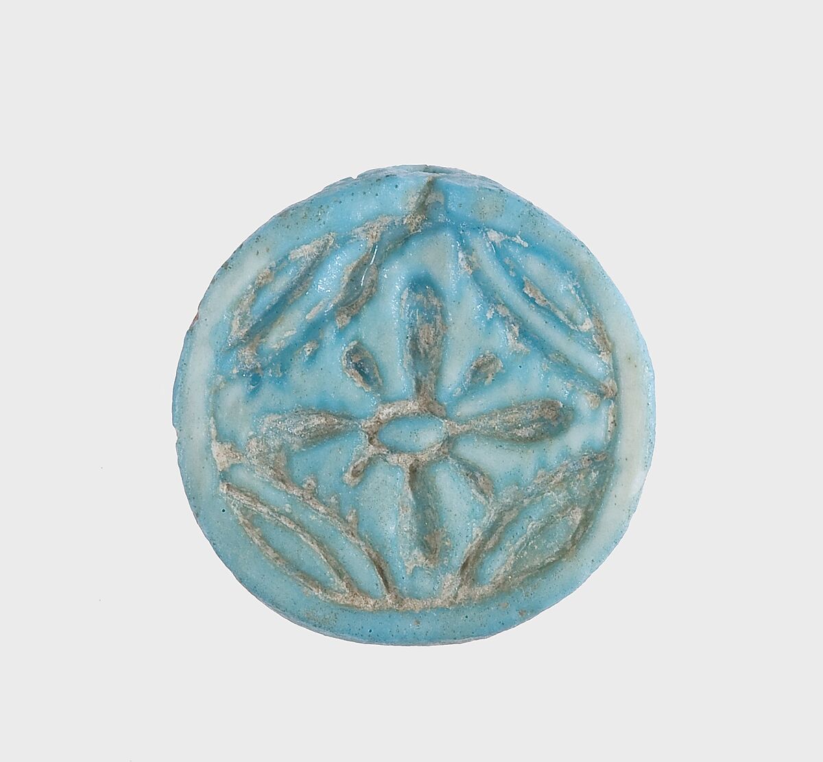 Cowroid Seal Amulet Inscribed with a Rosette, Mica schist, glazed 