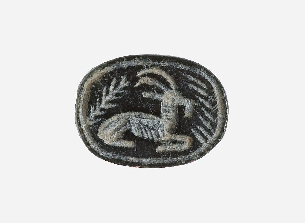 Scarab Inscribed with a Crouching Ibex, Steatite 