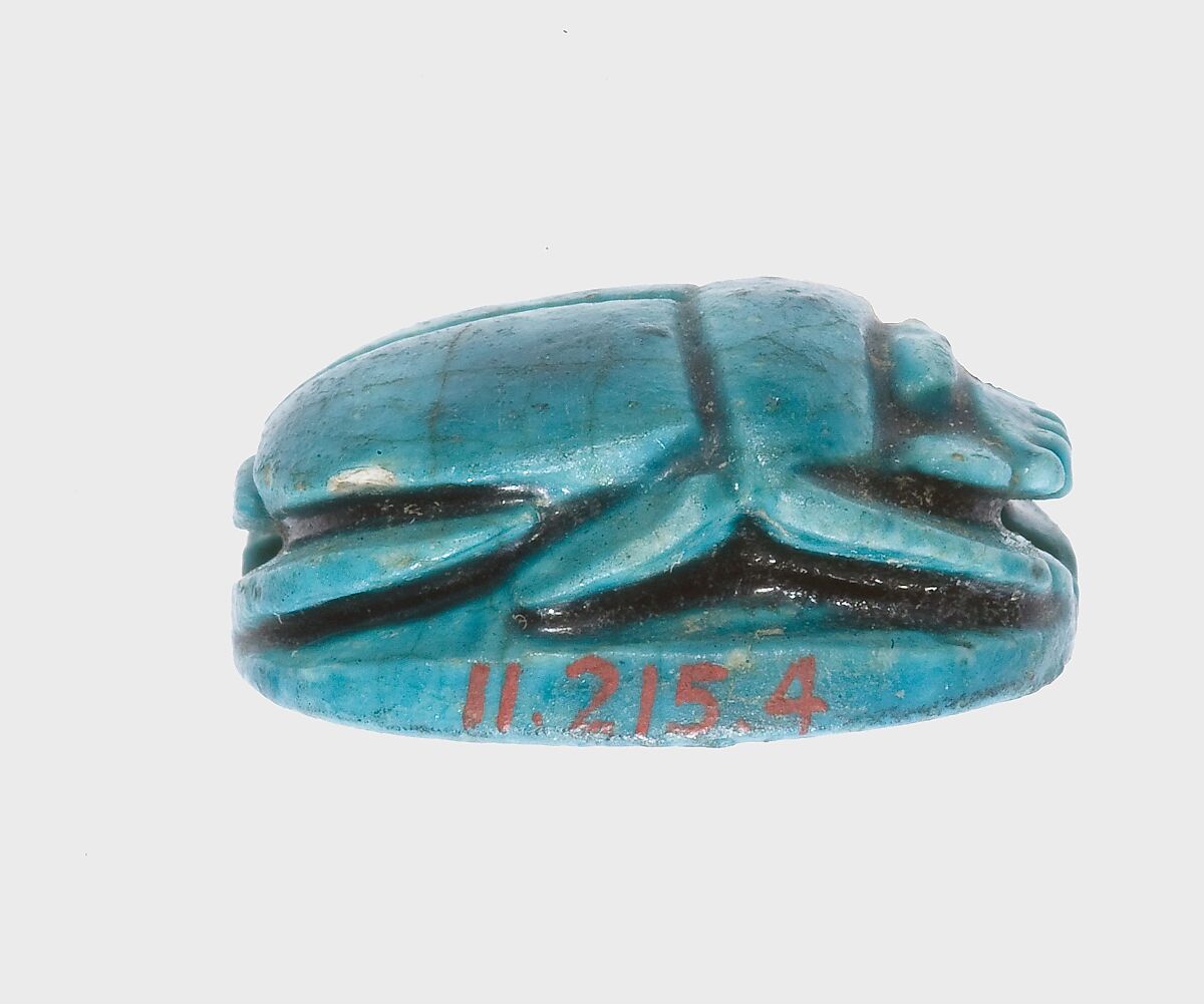Scarab with the Throne Name of Amenhotep III, Mica schist, glazed