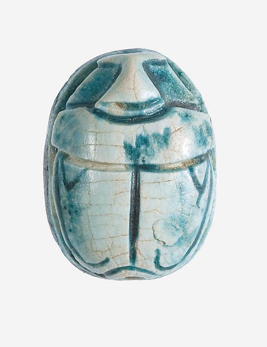 Scarab Inscribed for Amenhotep III, Mica schist, glazed