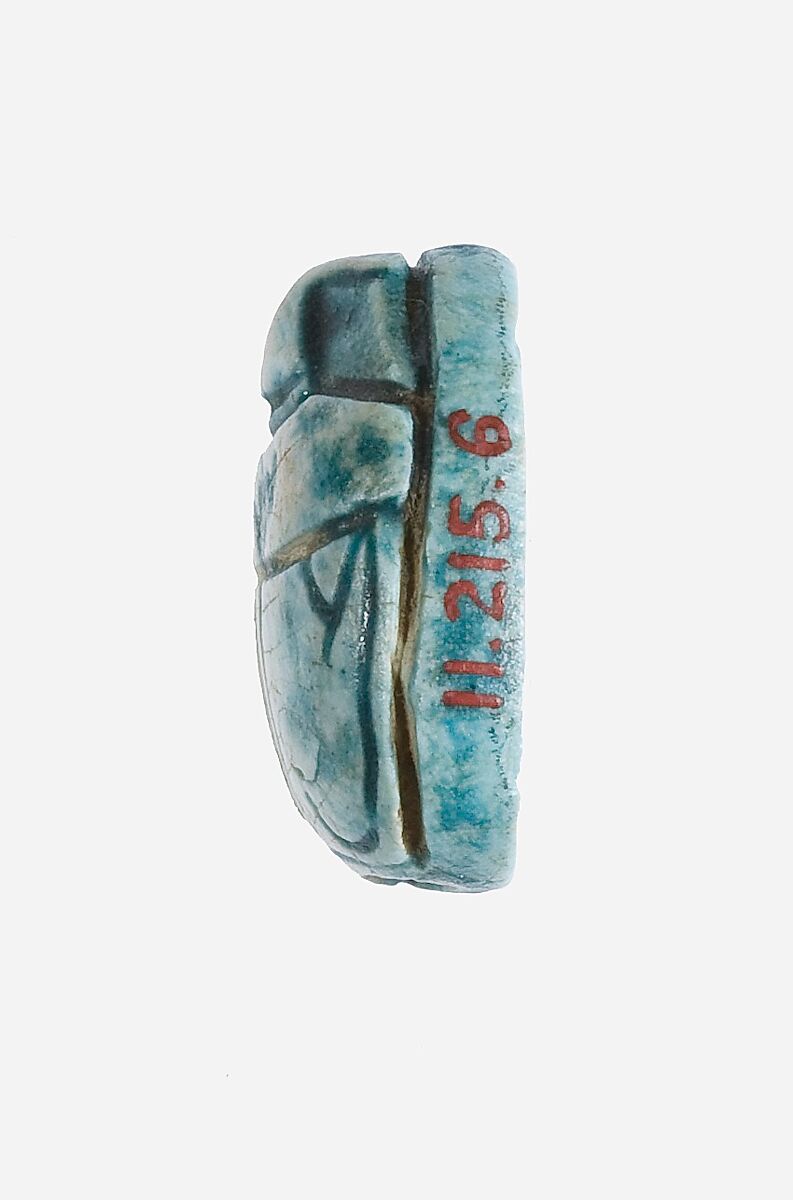 Scarab Inscribed for Amenhotep III, Mica schist, glazed