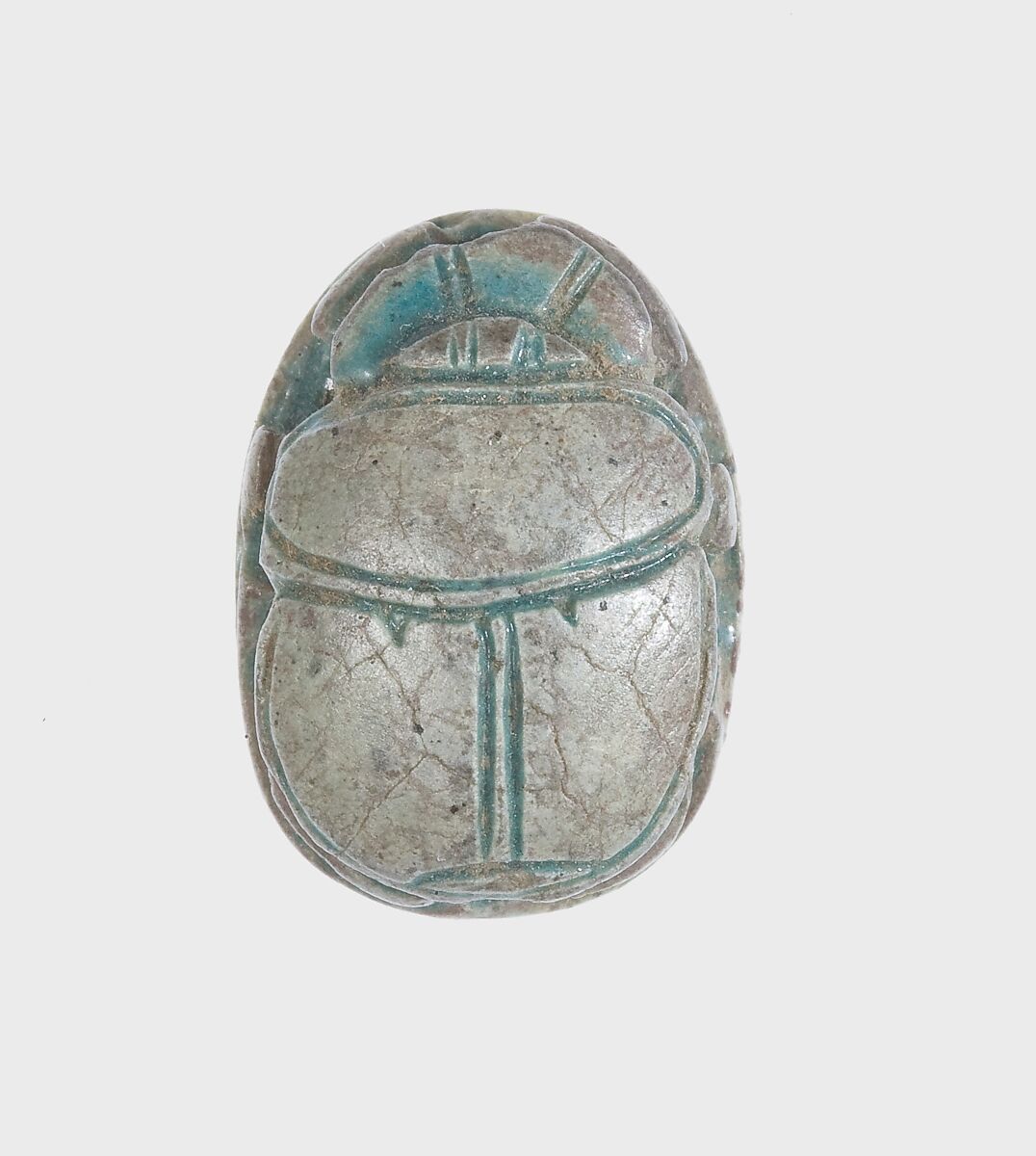 Scarab Inscribed with S-Shaped Spirals, Steatite, glazed