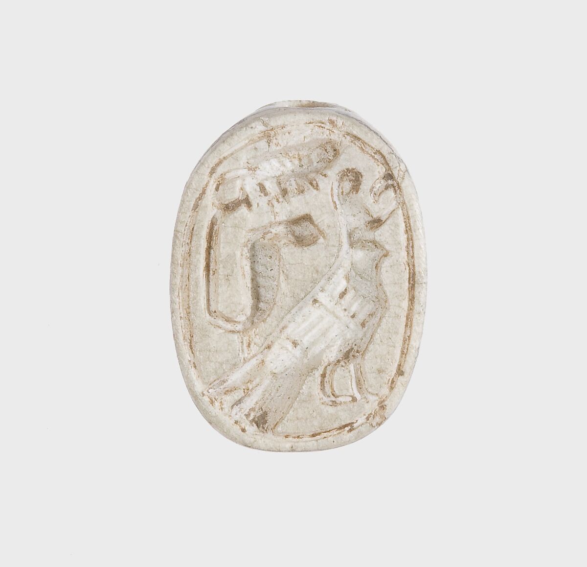 Scarab Inscribed with the Horus Falcon and Uraeus, Mica schist 