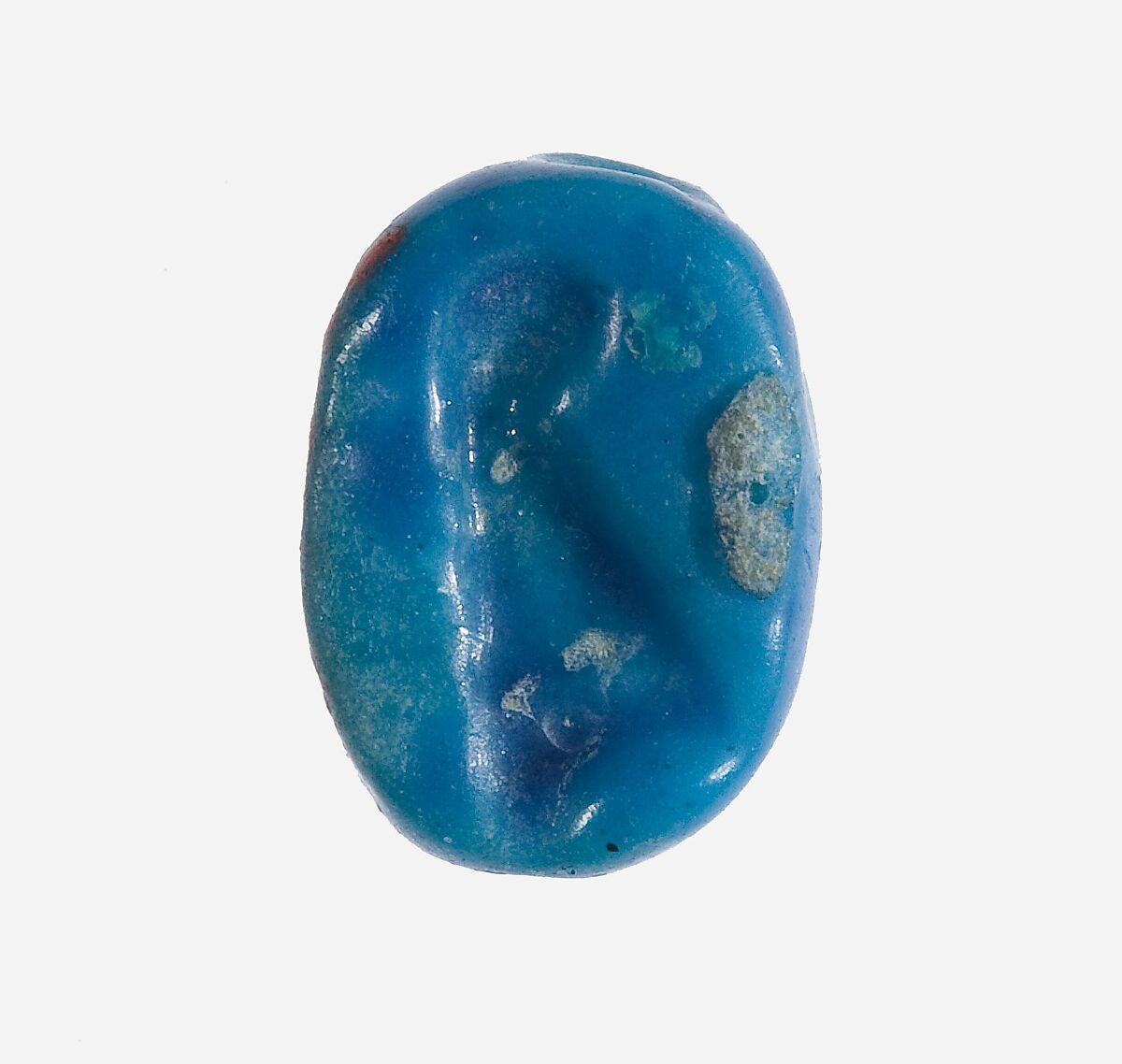 Scarab Inscribed with a Maat Feather, Faience 