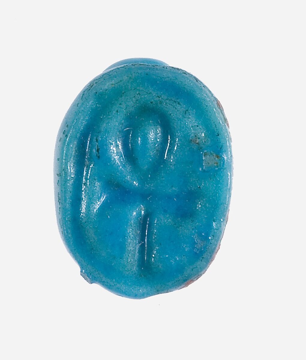 Scarab Inscribed with an Ankh, Faience 