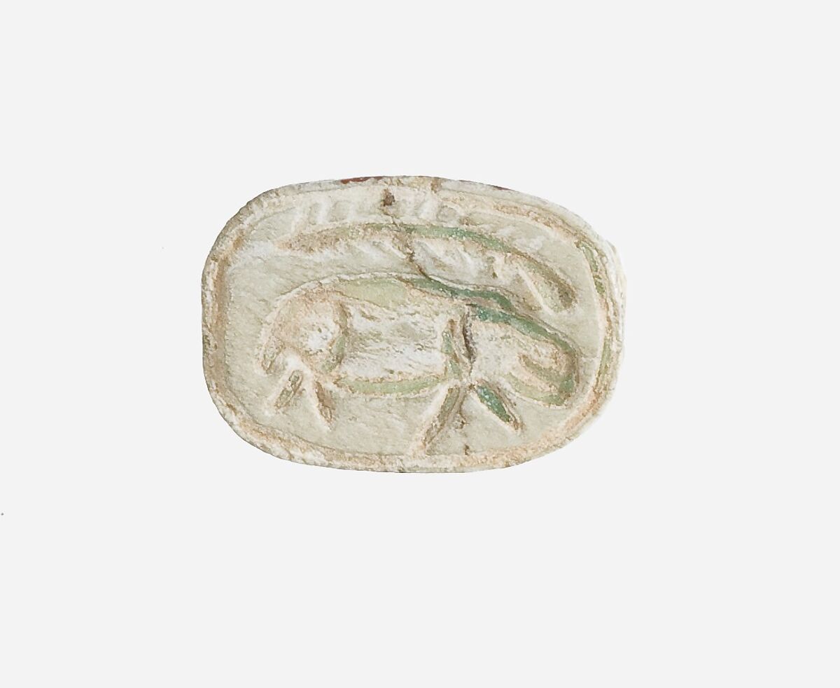 Seal Amulet Decorated with a Hippopotamus, White mica schist 