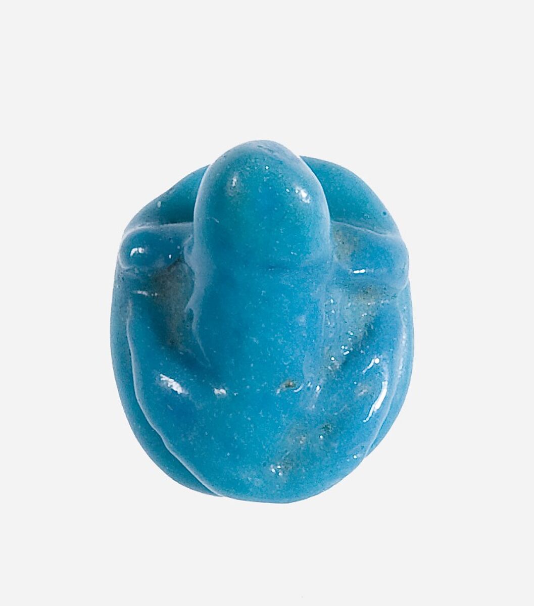 Frog Seal Amulet with a Sa Hieroglyph on the Base, Faience 