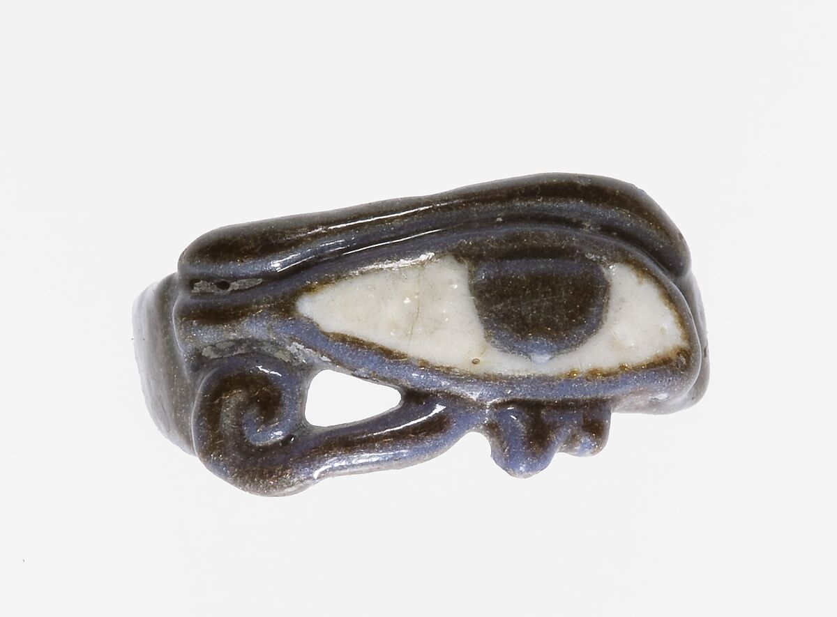 Sacred Eye Ring, Dark violet and white faience 