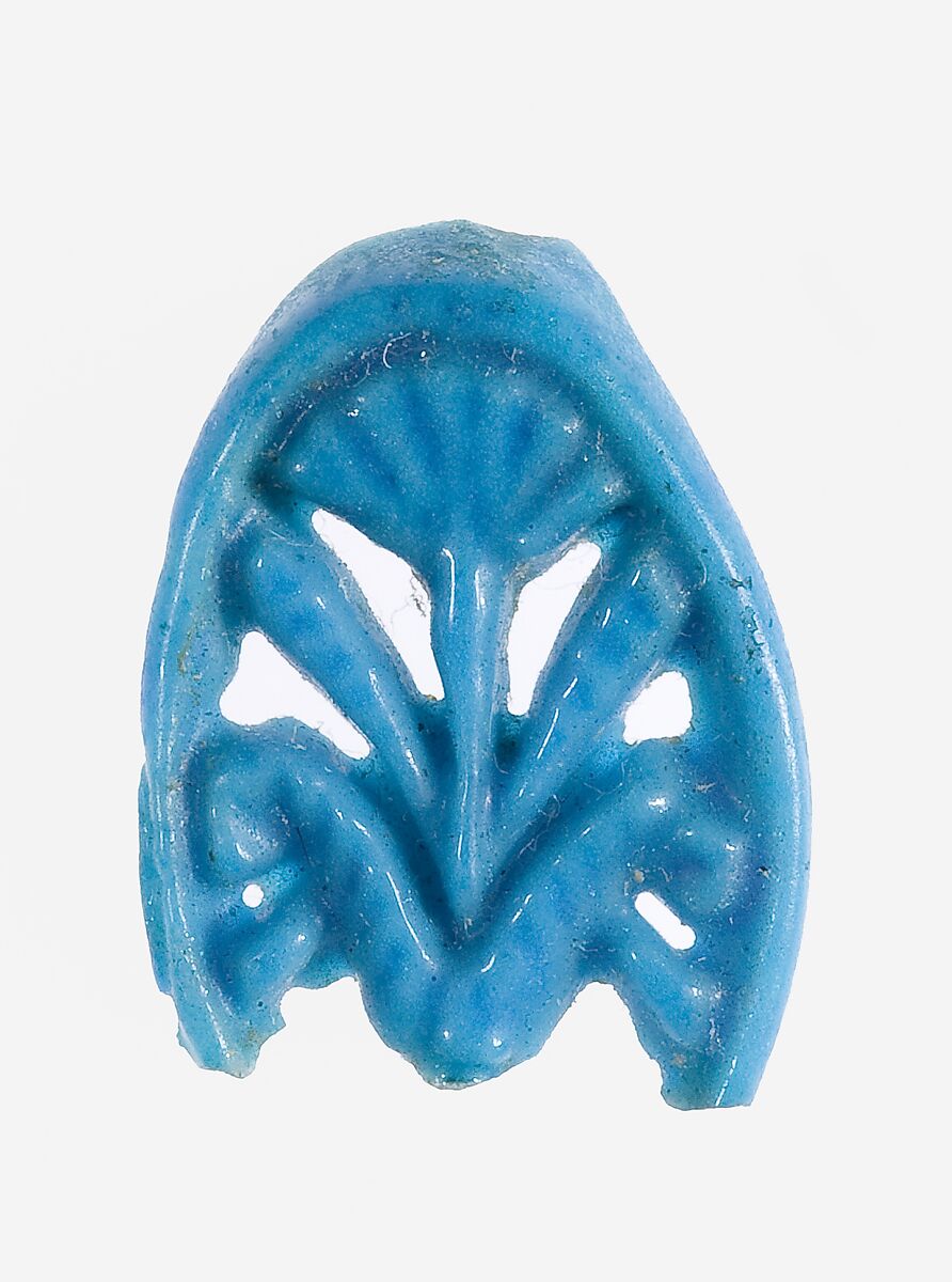 Ring Fragment Decorated with a Floral Design, Faience, dark blue 
