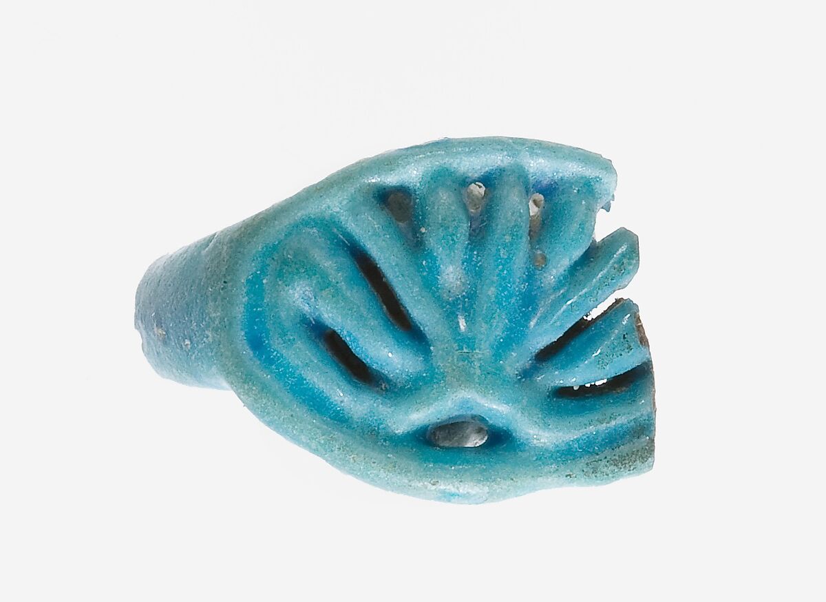 Fragment of a Floral Ring, Faience, Blue, green 