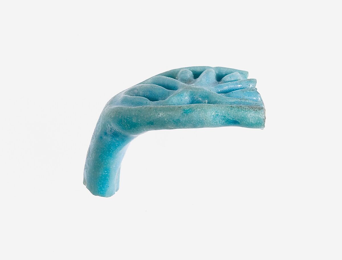 Fragment of a Floral Ring, Faience, Blue, green