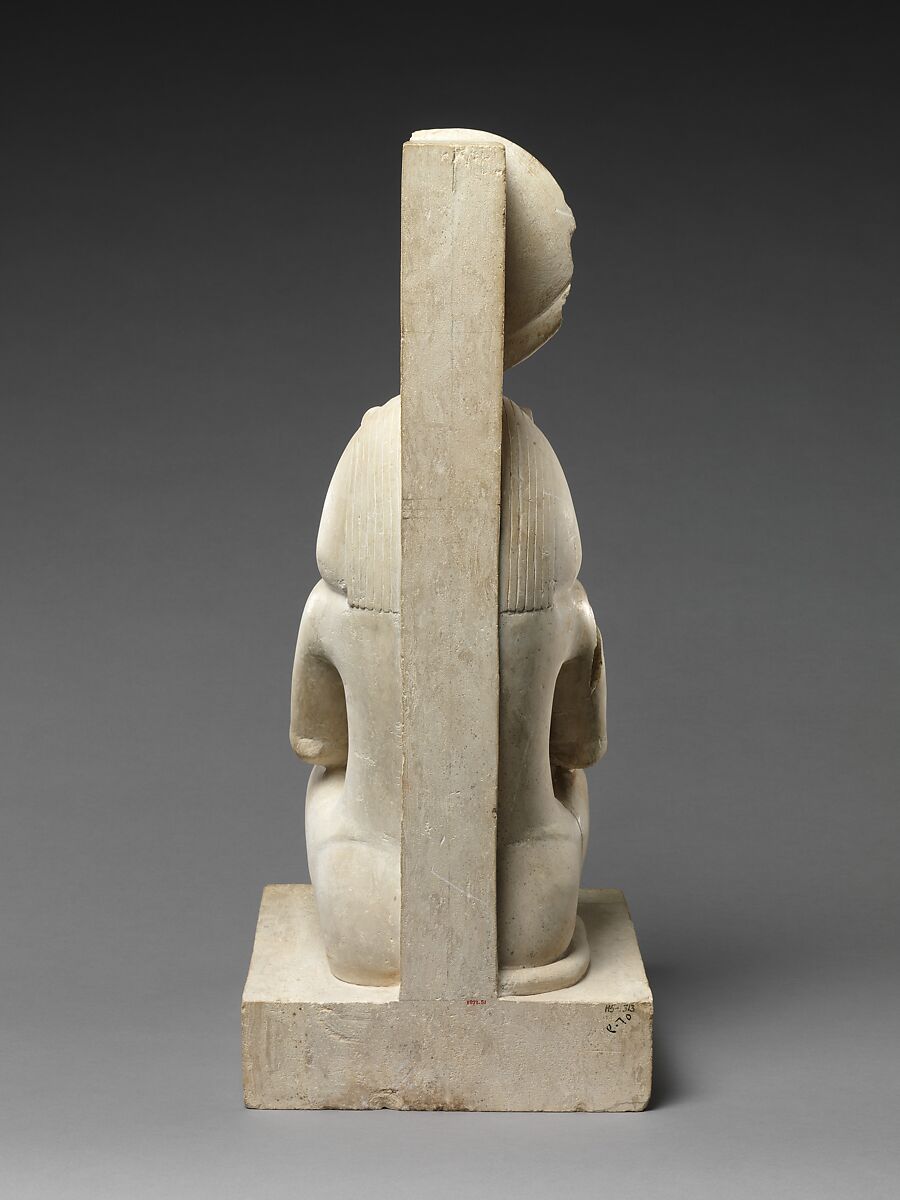 Statue of a seated baboon, Limestone, paint