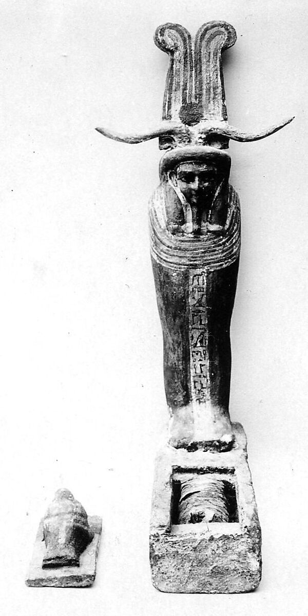 Figure of Ptah-Sokar-Osiris, Wood, paste, linen, paint