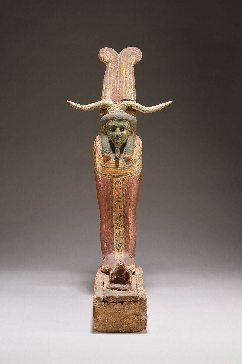 Figure of Ptah-Sokar-Osiris, Wood, paste, linen, paint