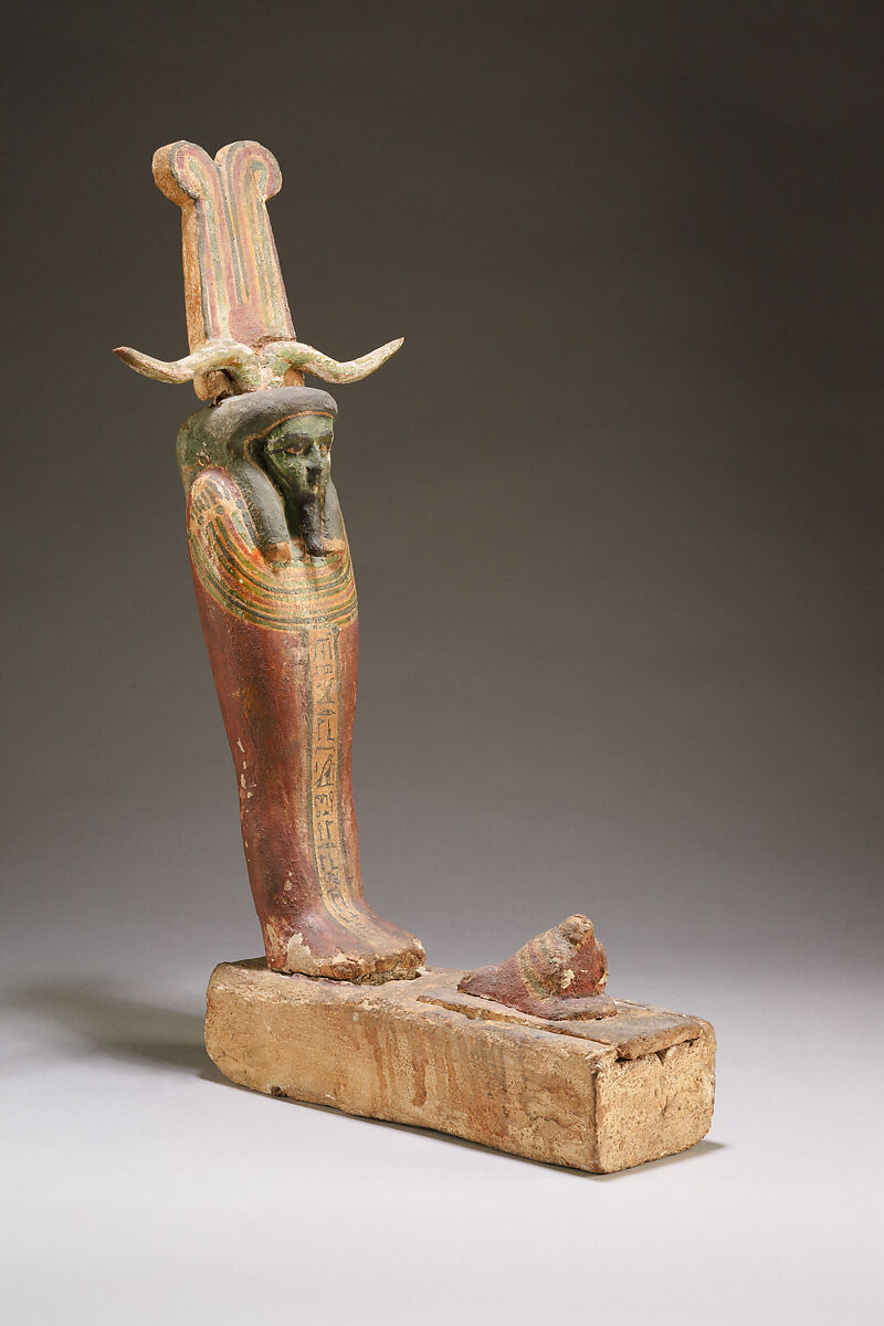 Figure of Ptah-Sokar-Osiris, Wood, paste, linen, paint 