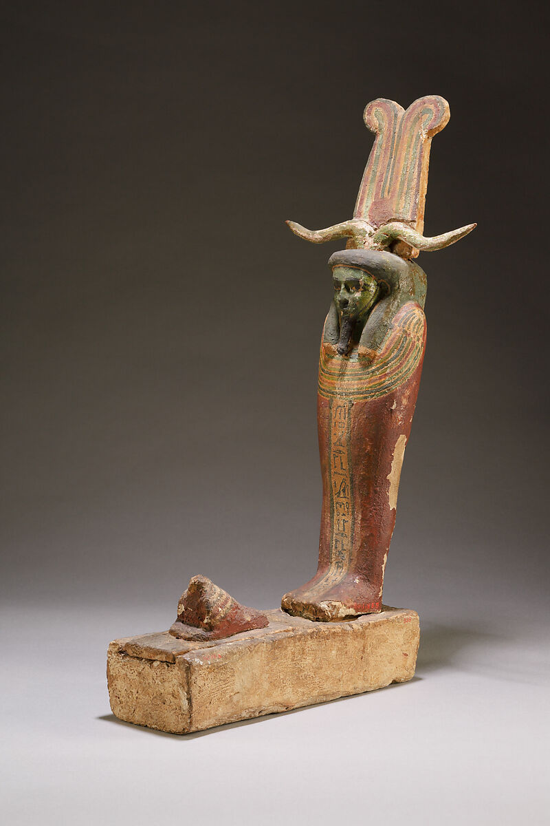 Figure of Ptah-Sokar-Osiris, Wood, paste, linen, paint