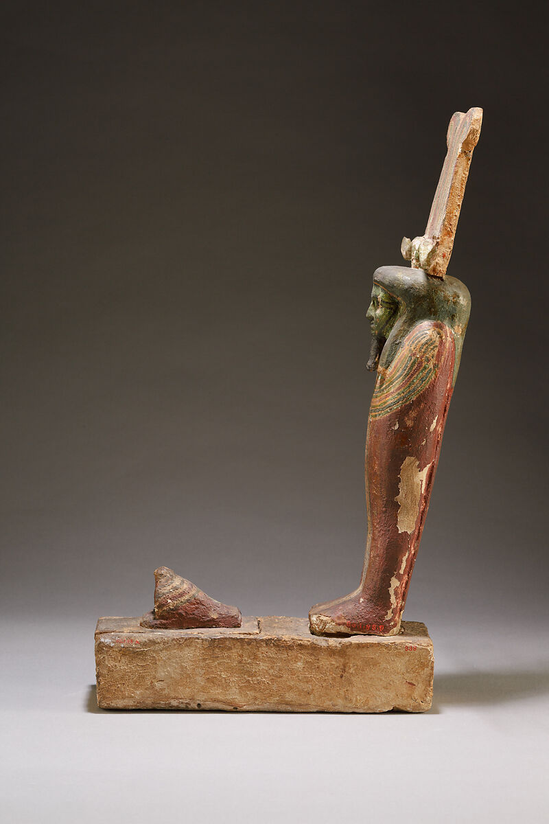 Figure of Ptah-Sokar-Osiris, Wood, paste, linen, paint