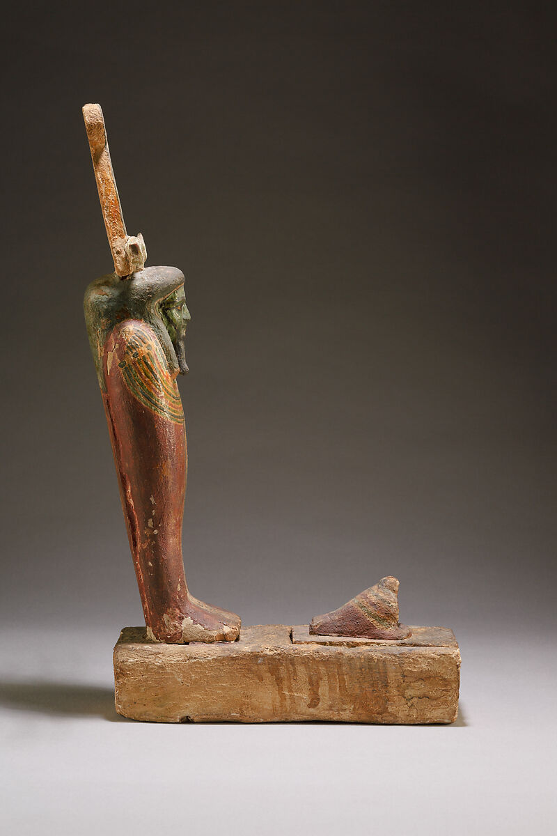 Figure of Ptah-Sokar-Osiris, Wood, paste, linen, paint
