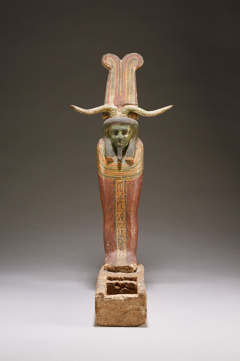 Figure of Ptah-Sokar-Osiris, Wood, paste, linen, paint