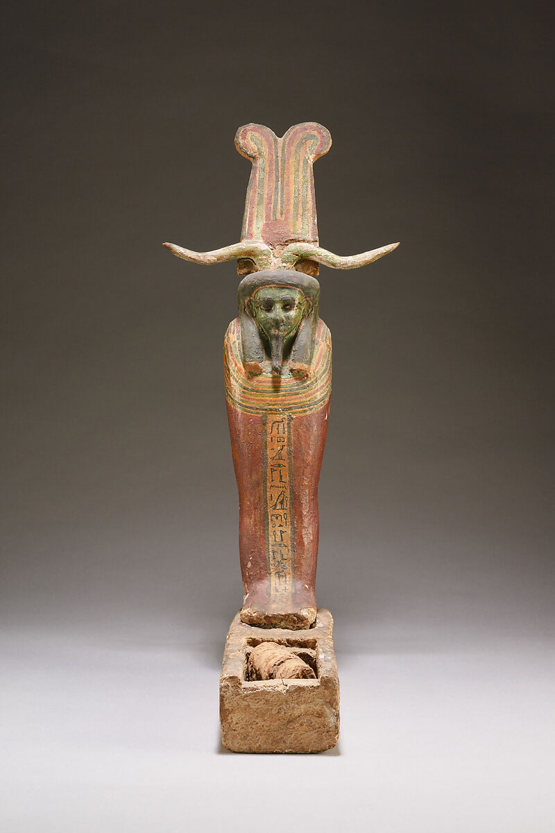Figure of Ptah-Sokar-Osiris, Wood, paste, linen, paint