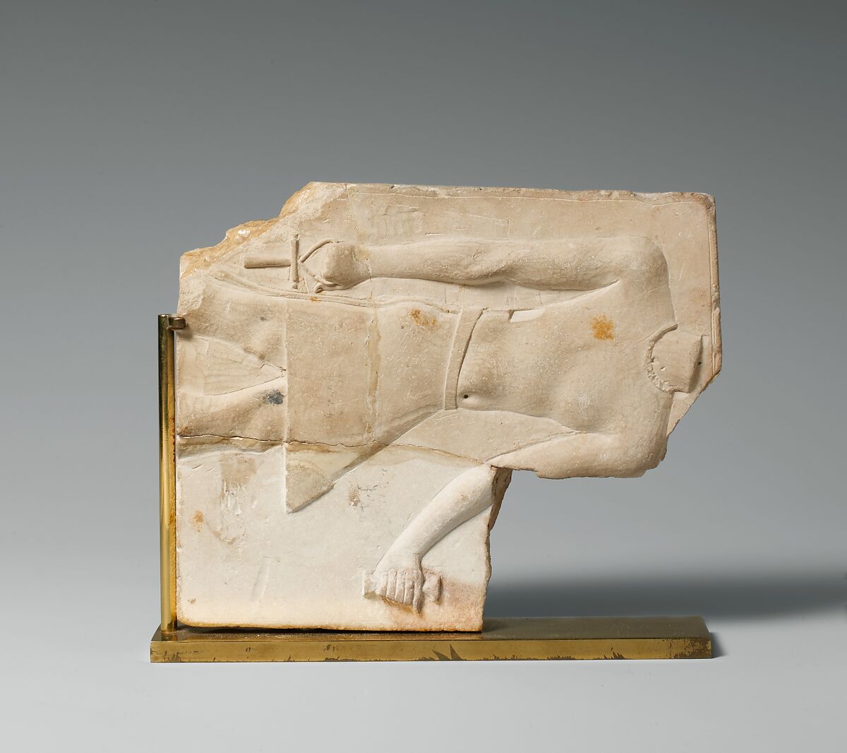 Sculptor's model / votive relief with two sides: side one, two registers with a right foot on each; side two, a royal-like figure, Limestone