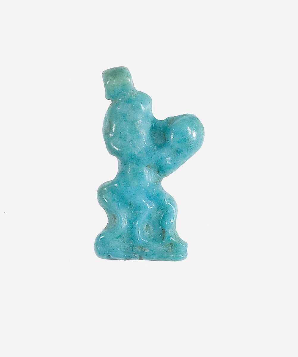 Amulet of Bes with tambourine, Faience 