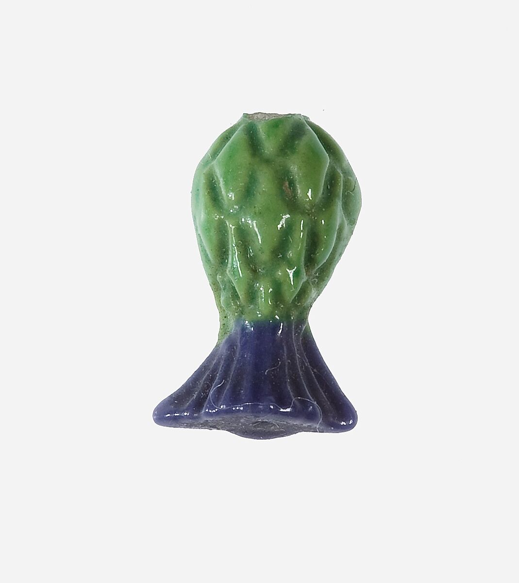Cornflower Bead, Faience, blue and green 