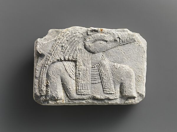 Relief plaque, upper part of crocodile-headed god