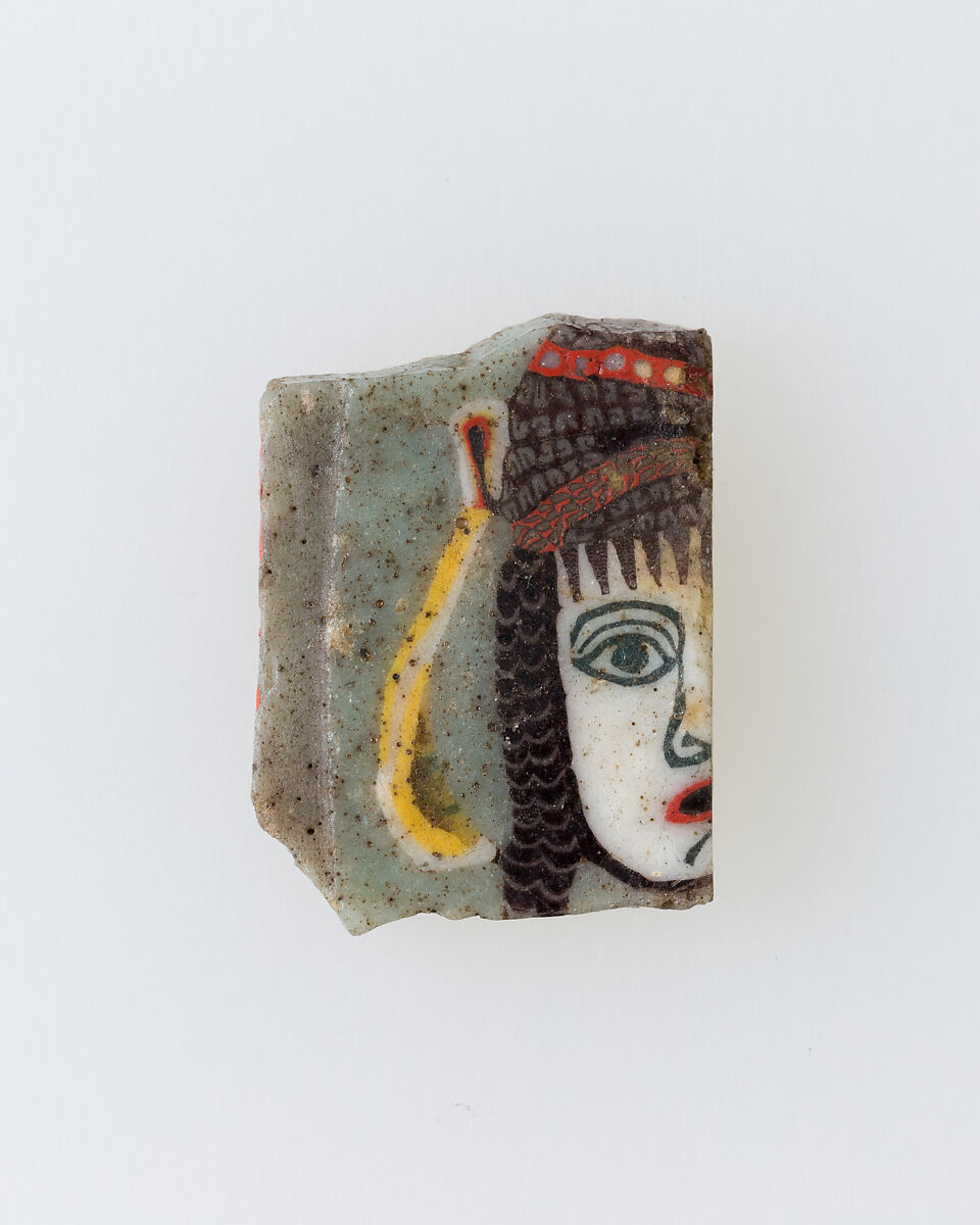 Inlay, female face, Glass