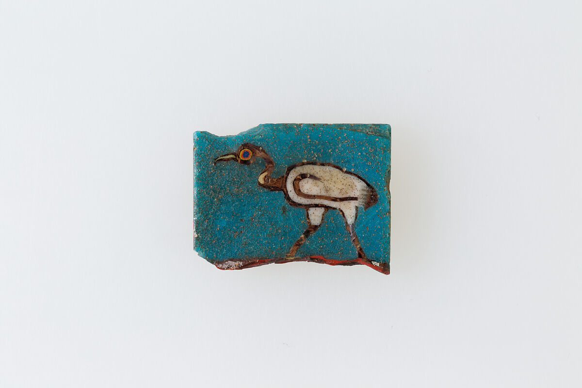 Plaque, black ibis hieroglyph, Glass 