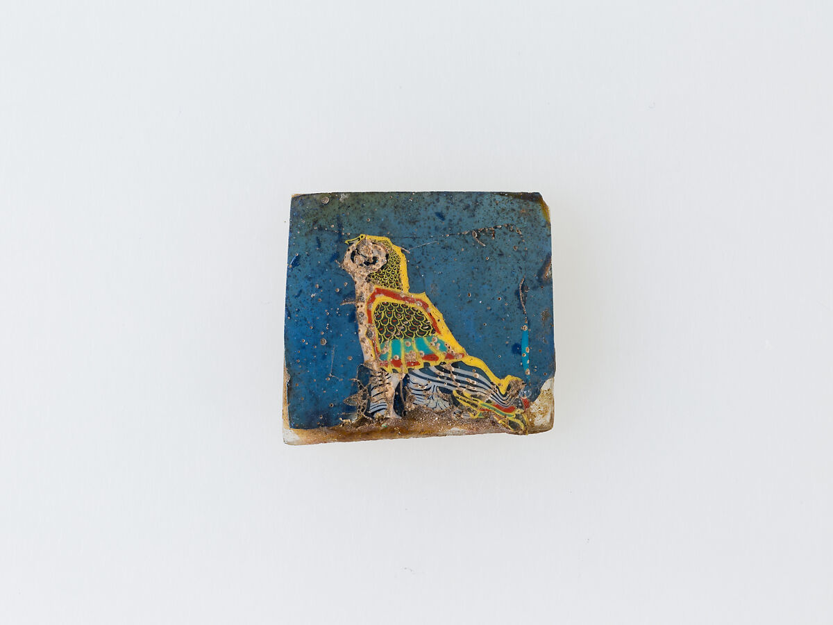 Inlay, falcon hieroglyph, Glass 