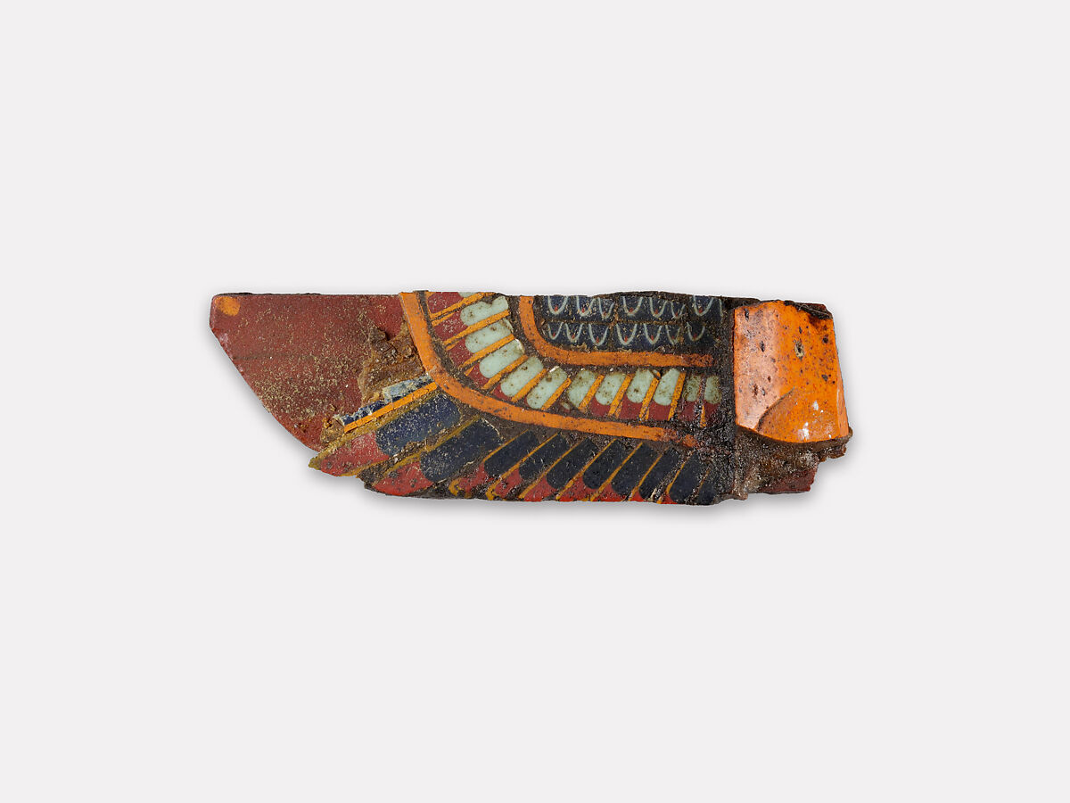 Inlay, wing from a winged sun or falcon, Glass 