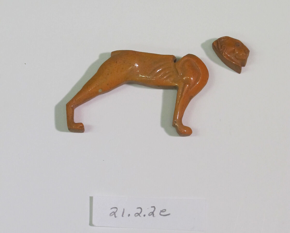 Inlay from shrine: lion, Glass 