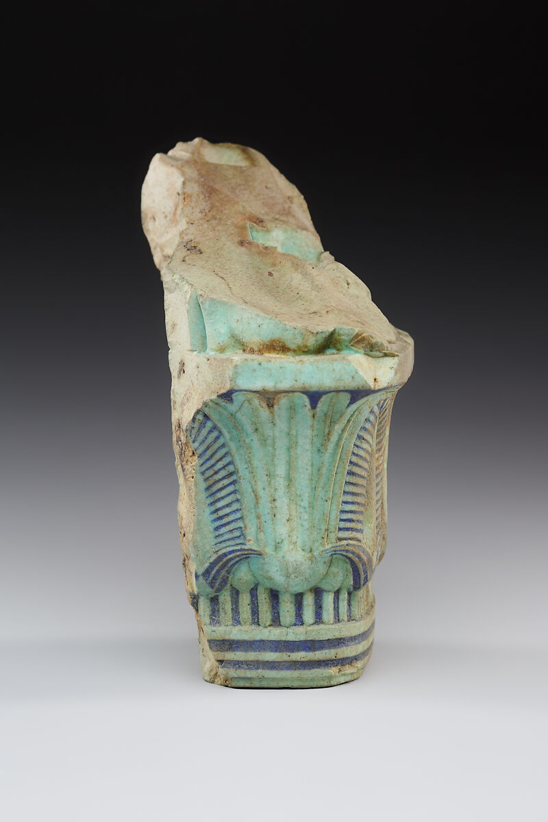 Lower part of furniture leg with lion feet and frustrum, Faience