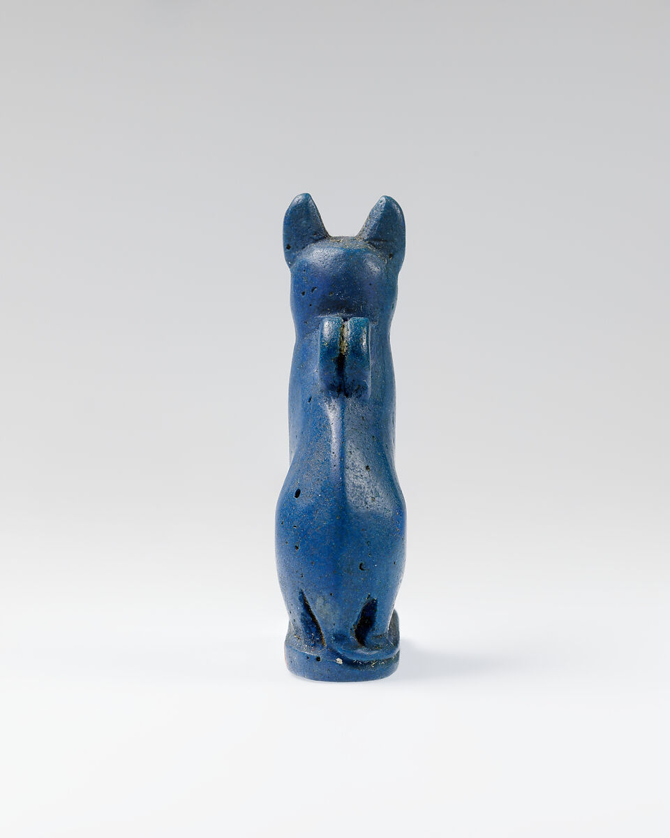 Cat amulet, Dark blue faience