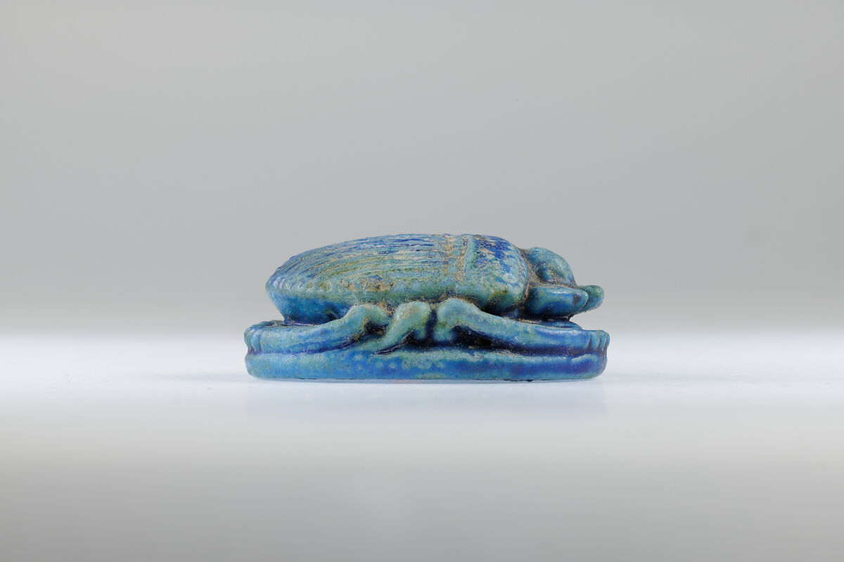 Winged scarab, Faience