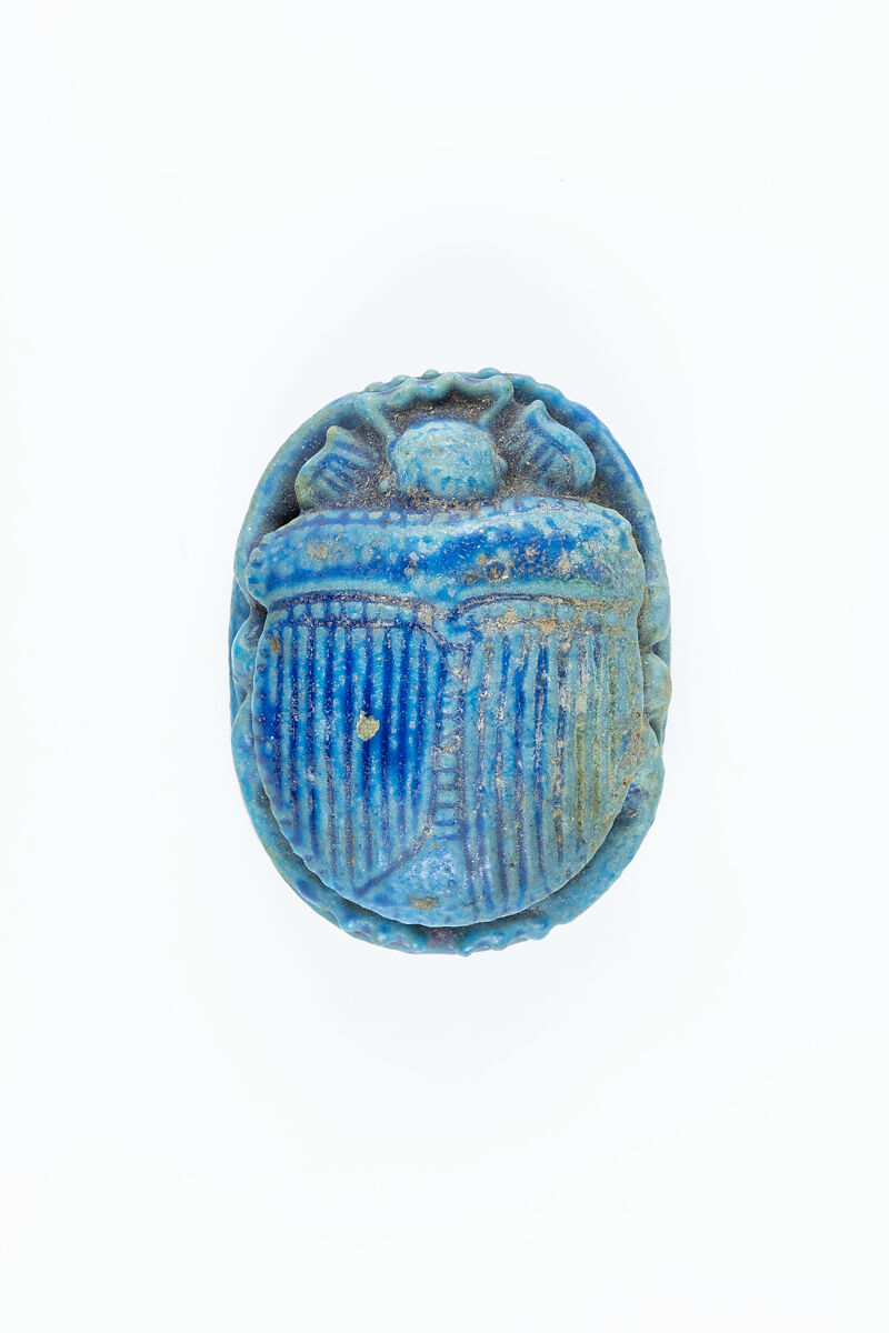 Winged scarab, Faience