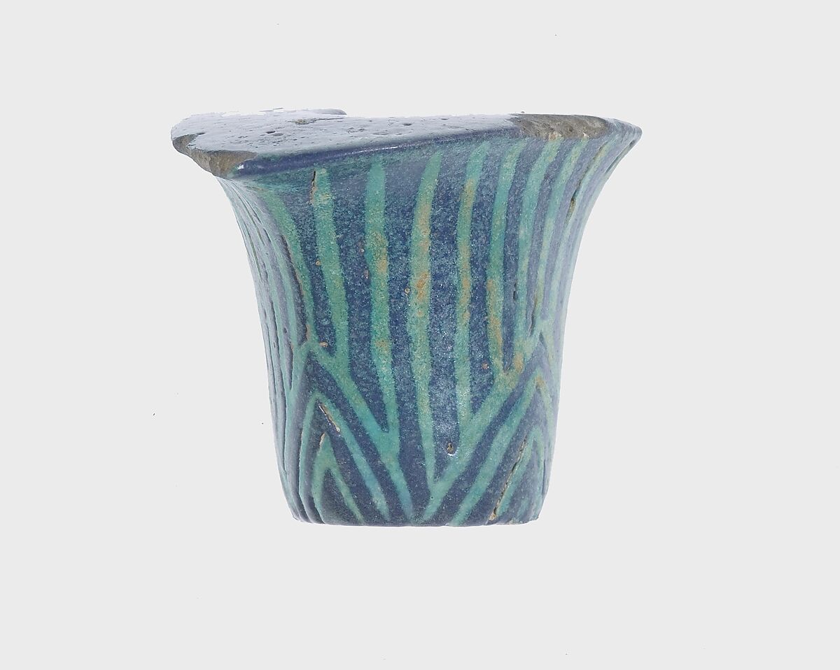 Upper Part of Papyrus Stalk Mirror Handle, Faience 
