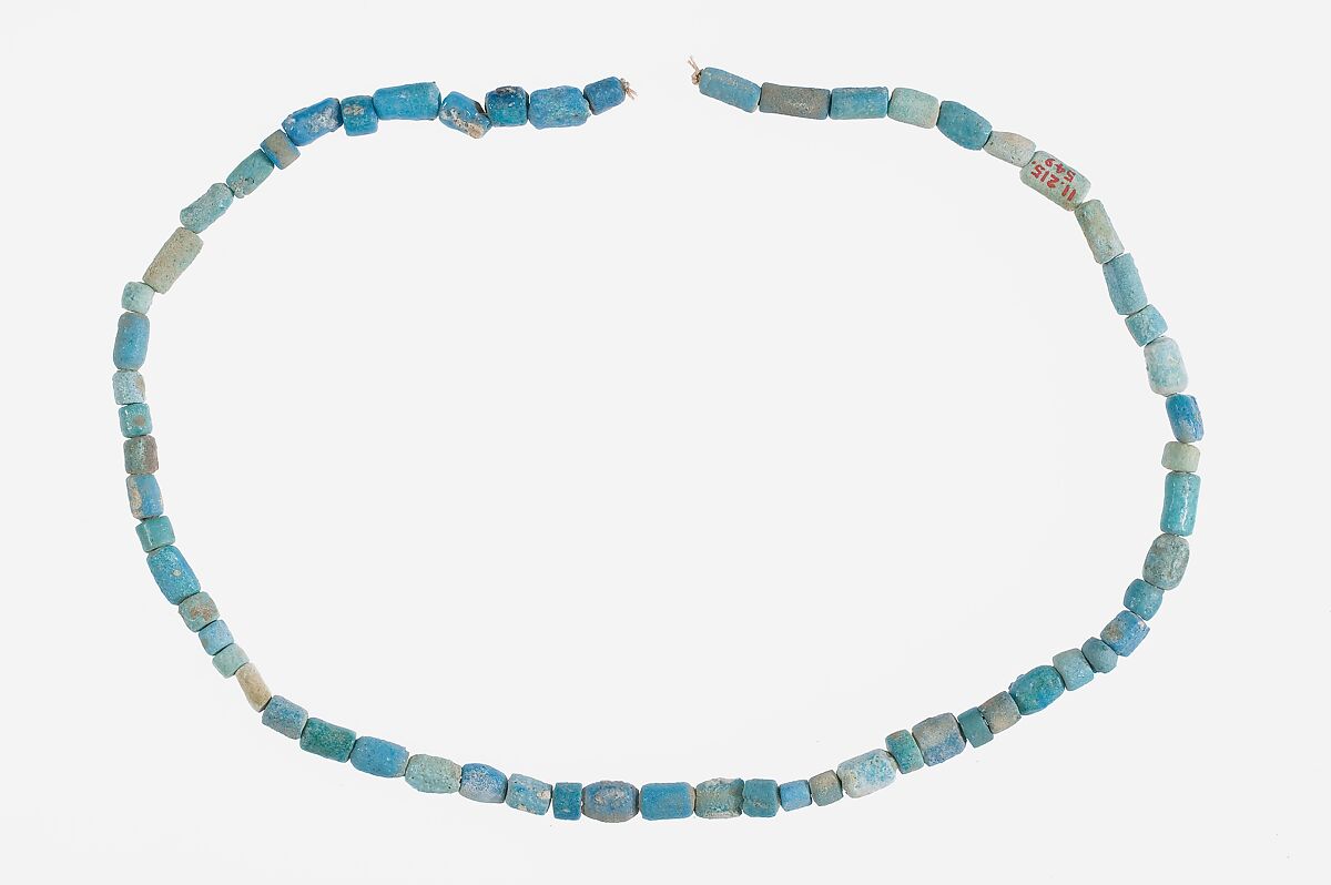 String of Short Cylindrical Beads, Faience 