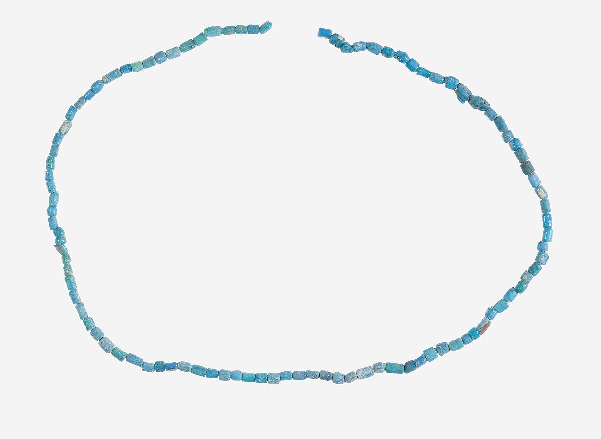 String of Short Cylindrical Beads, Faience 