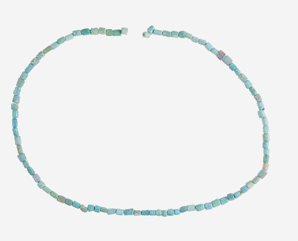 String of Short Cylindrical Beads, Faience 