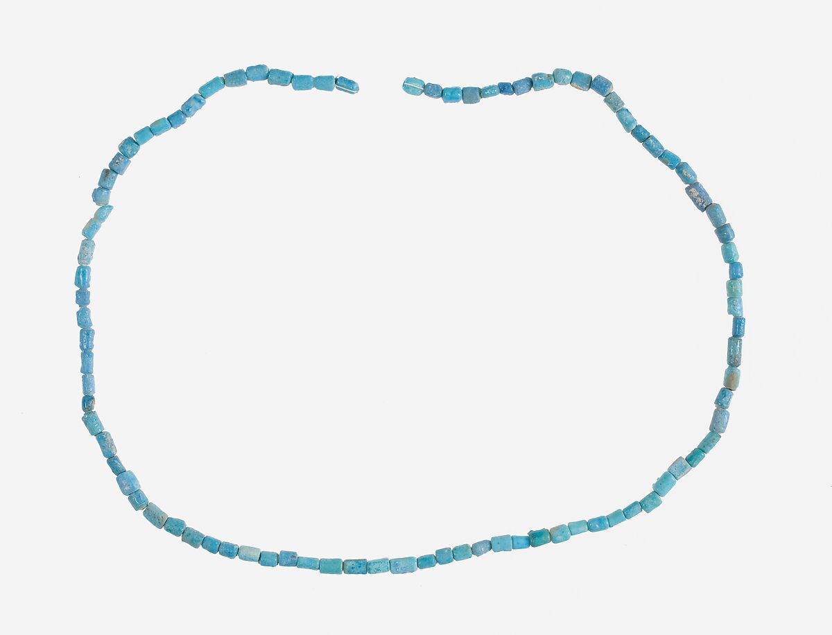 String of Short Cylindrical Beads, Faience 