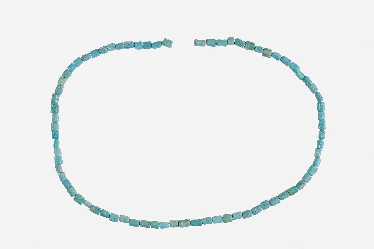 String of Short Cylindrical Beads, Faience 