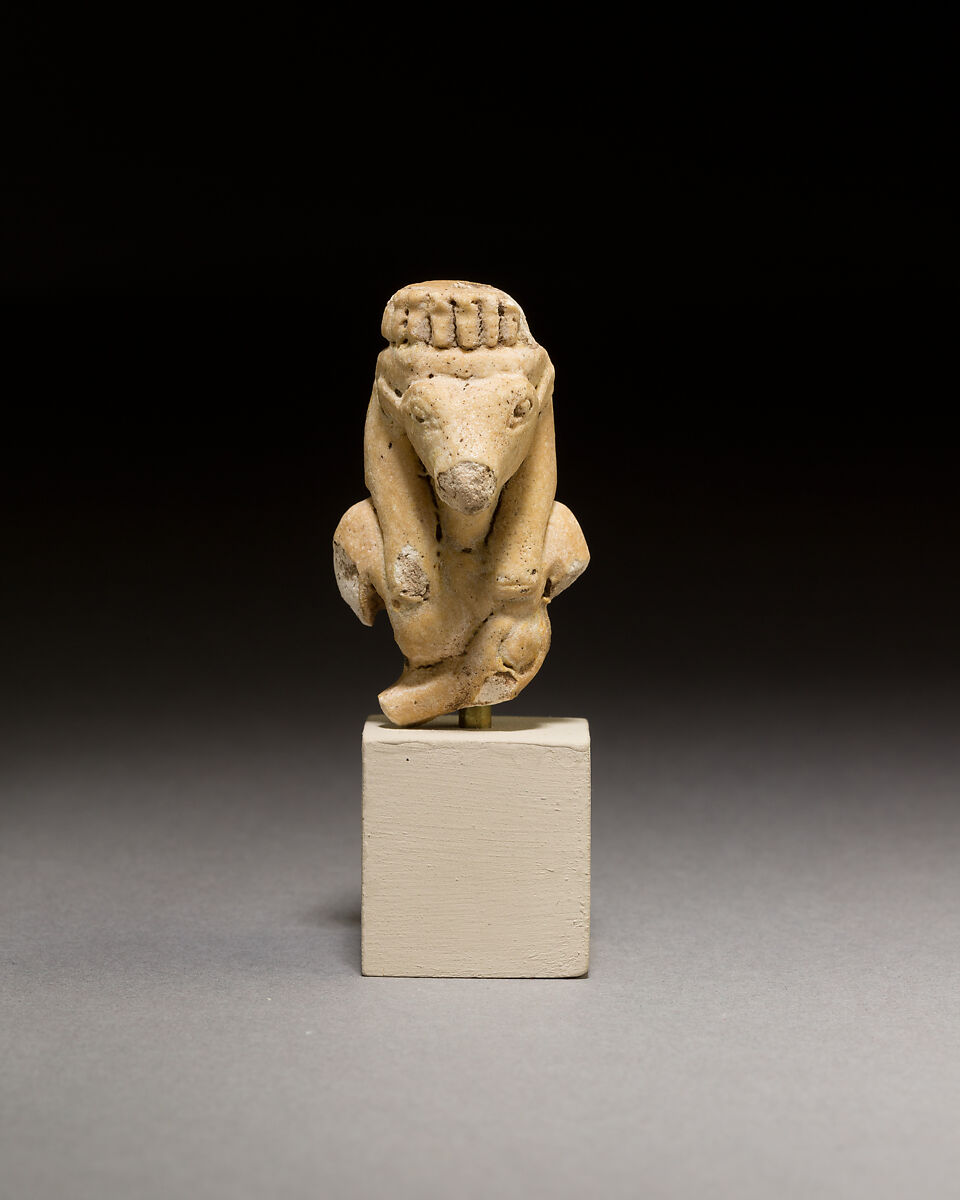Upper part of a statuette of the Mother of the Apis, Yellow faience