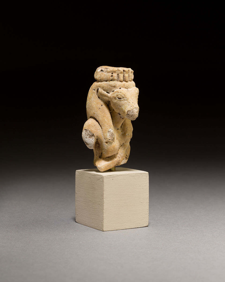 Upper part of a statuette of the Mother of the Apis, Yellow faience