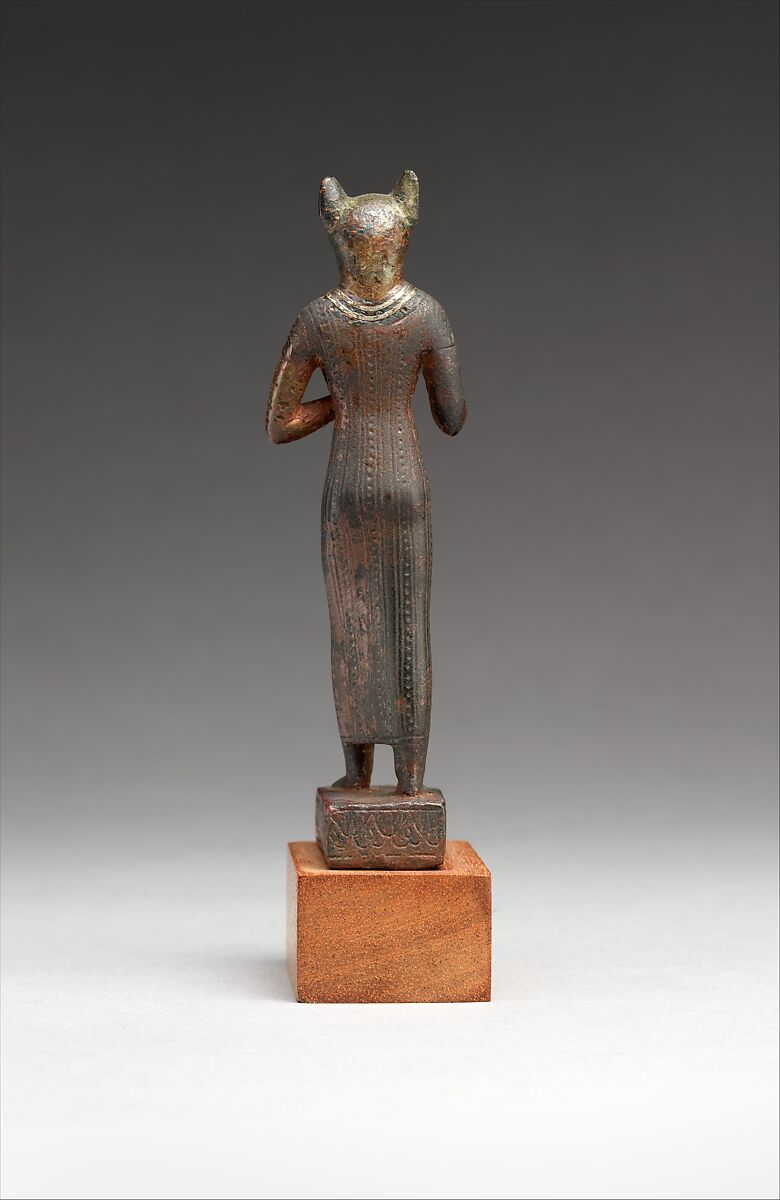 Bastet, Leaded bronze, precious metal and black bronze inlays